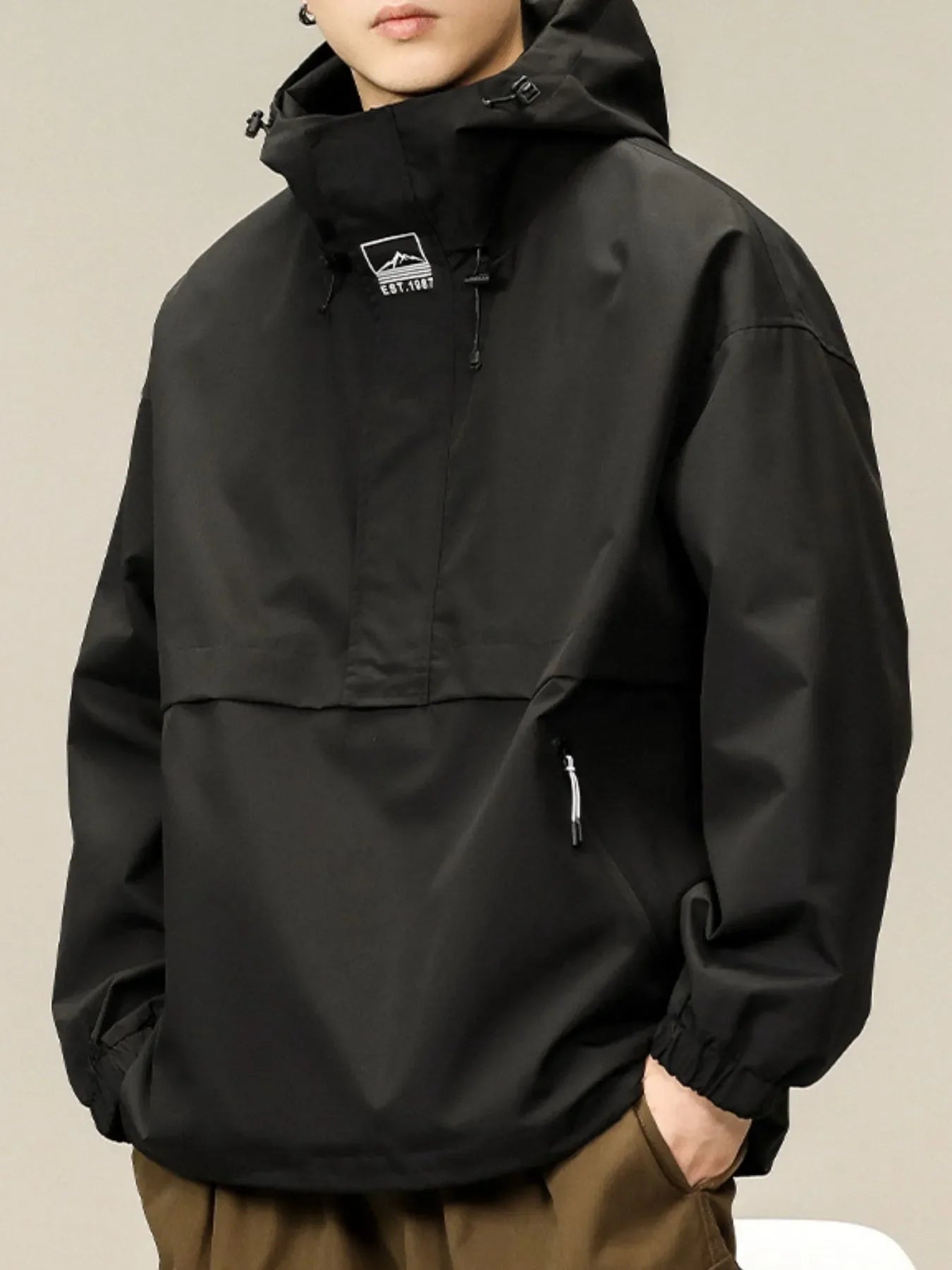 Men's Plus Size Long Sleeve Hooded Jacket