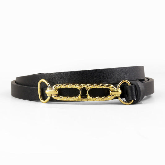 Gold Buckle Skinny Belt