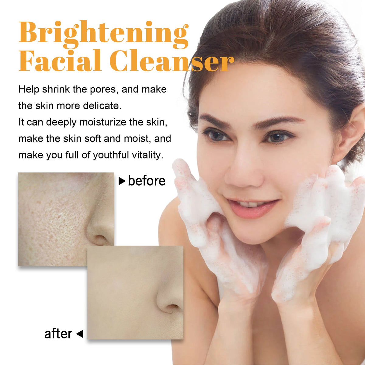 Hoygi Turmeric Brightening Facial Cleanser With Built-In Silicone Massage Brush, Deep Clean Fade Acne Marks Moisturizing Face Wash