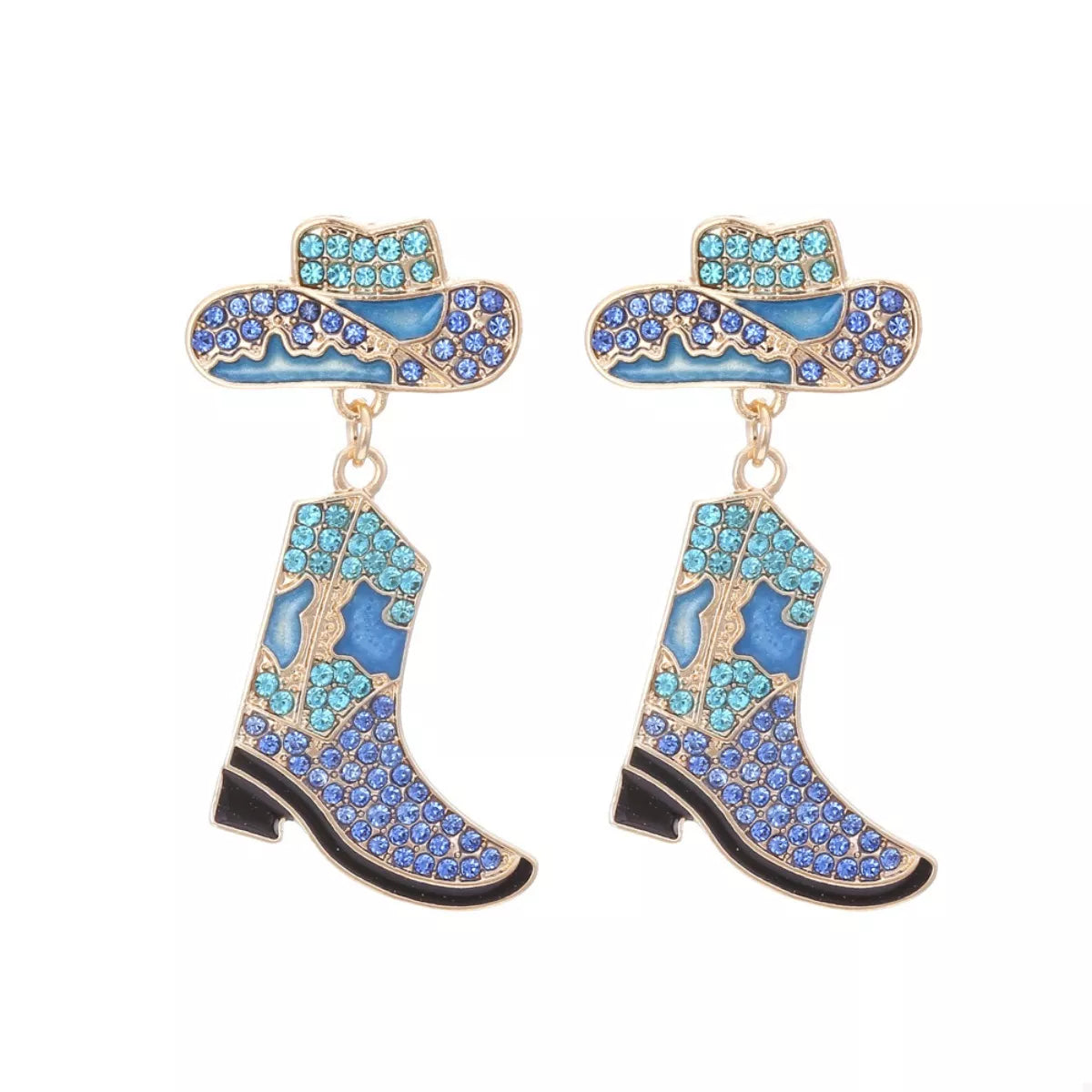 Cowboy Hat Boot Dangle Earrings