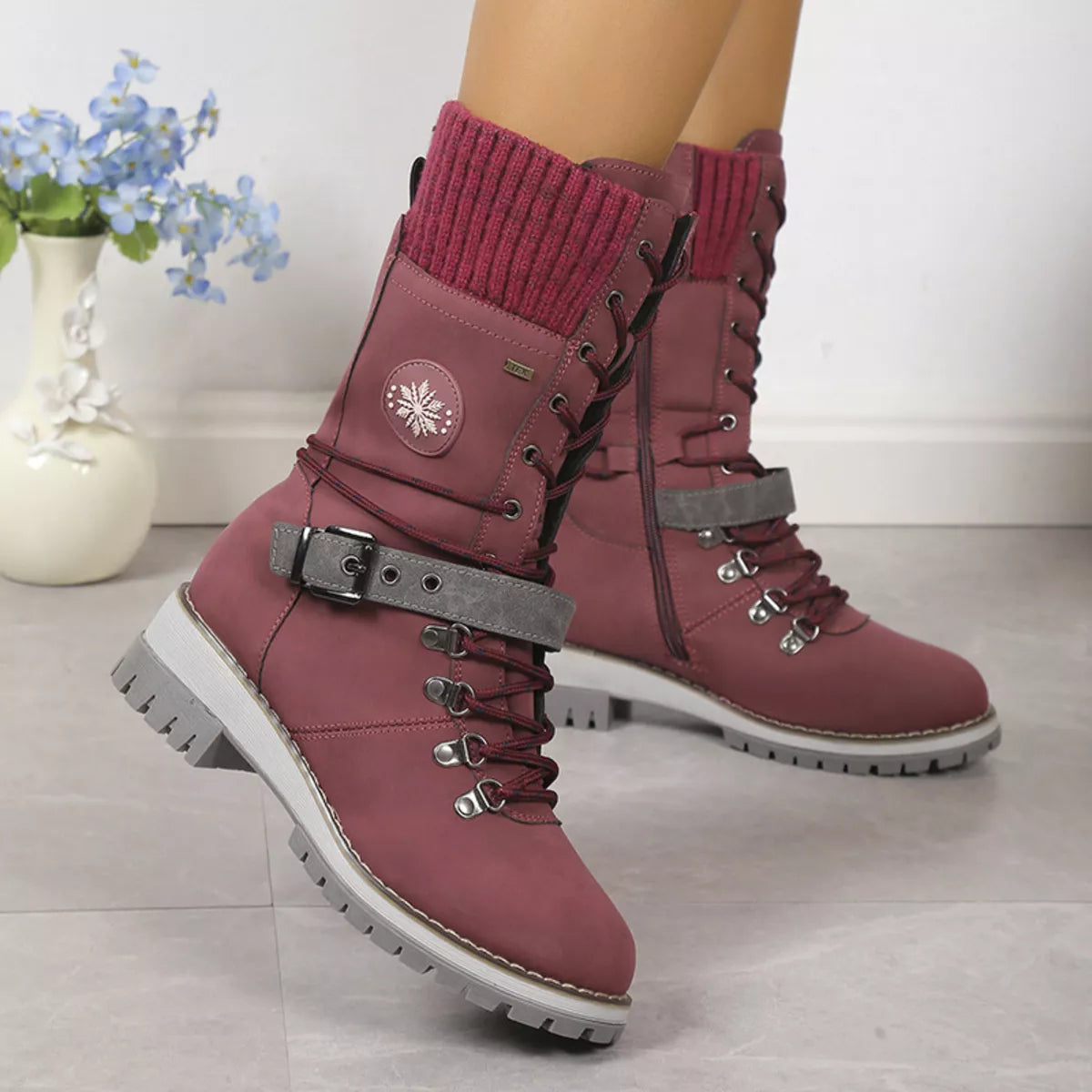 Lace Up Block Heel Boots