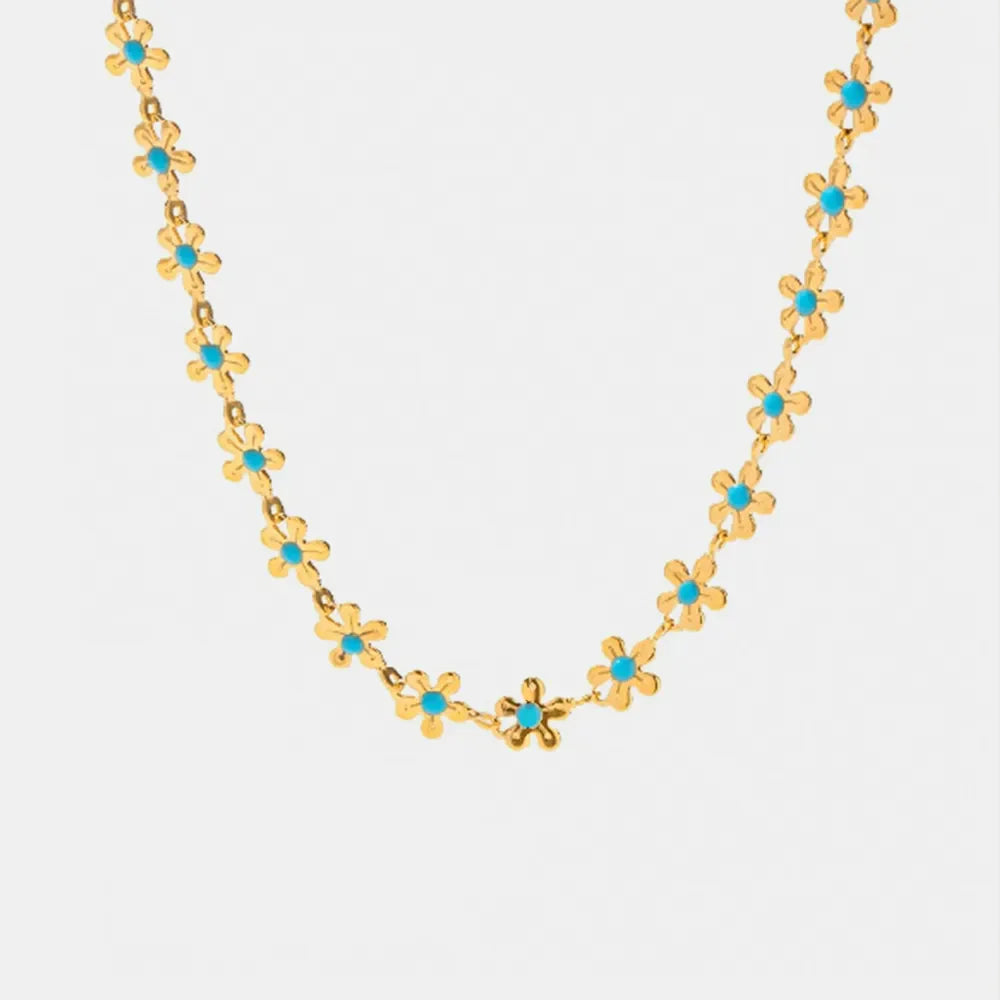 Titanium Steel Drip Oil Flower Necklace