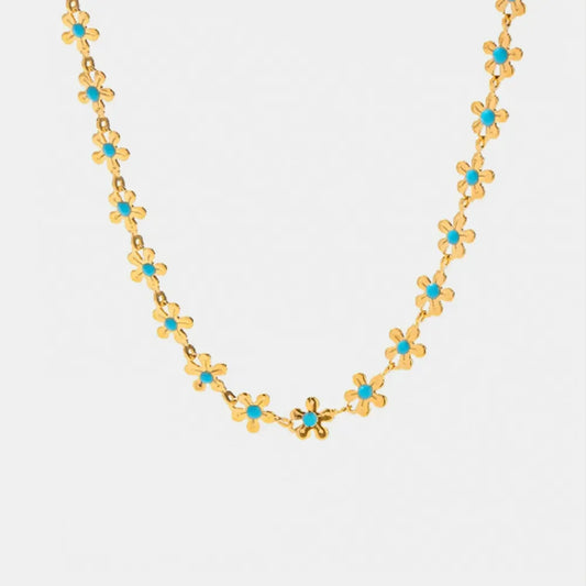 Titanium Steel Drip Oil Flower Necklace