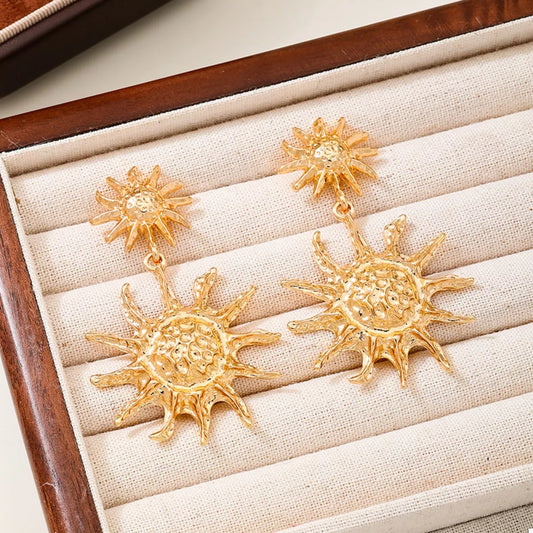 18K Gold-Plated Sun Burst Drop Earrings