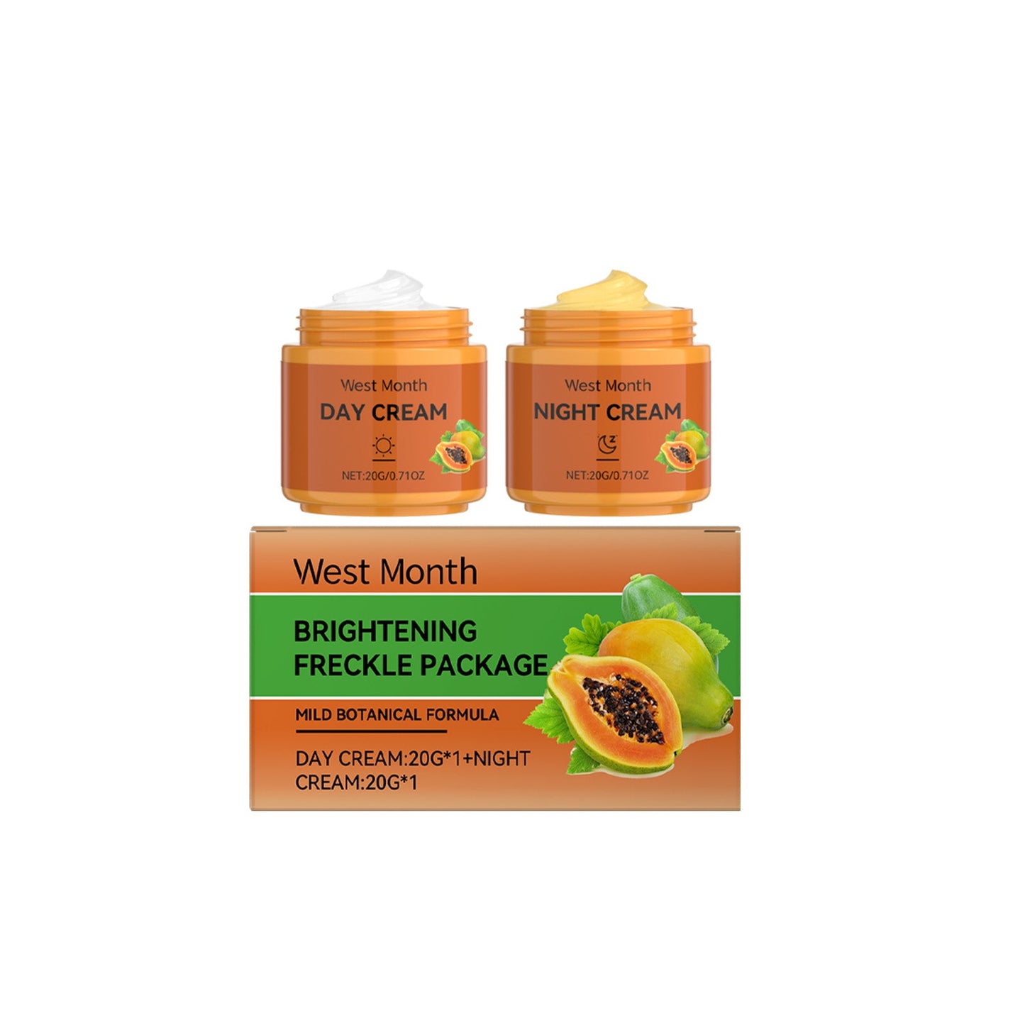 West&Month Papaya Facial Cream, Lightens And Improves Facial Hydration, Moisturizes, Brightens And Softens Skin