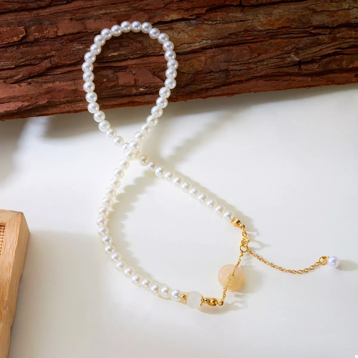 Synthetic Pearl 18K Gold-Plated Resin Pendant Necklace