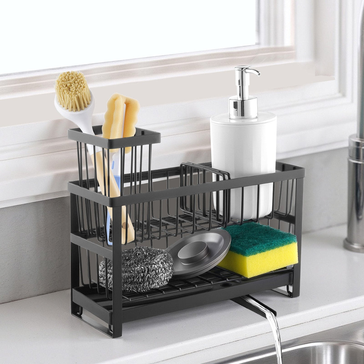 Kitchen Sink Caddy Organizer Sponge Holder For Kitchen EssentialsStorage