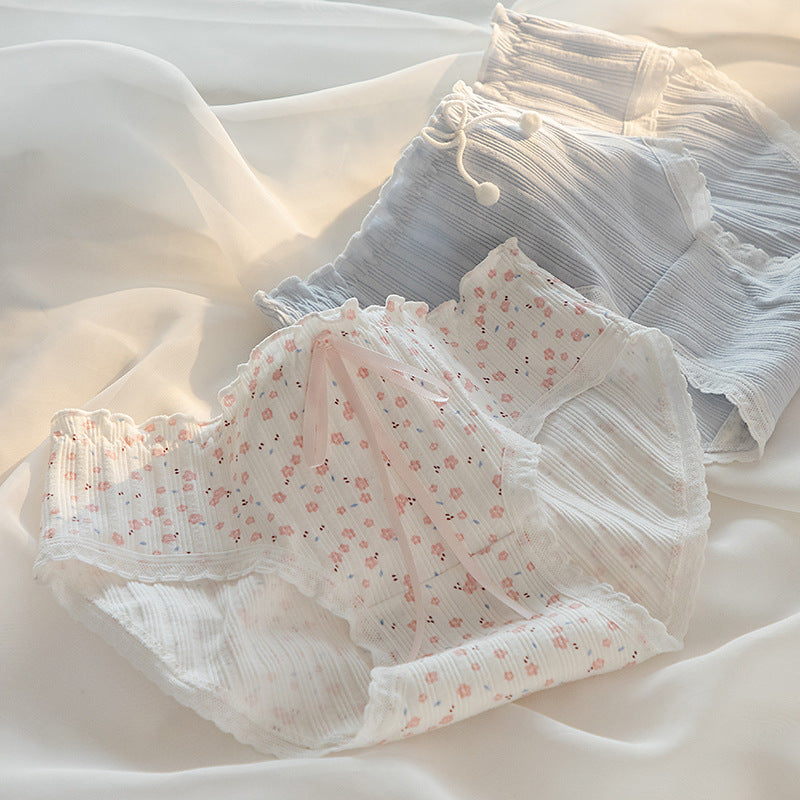 Bow Sweet Little Floral Ribbed Panties