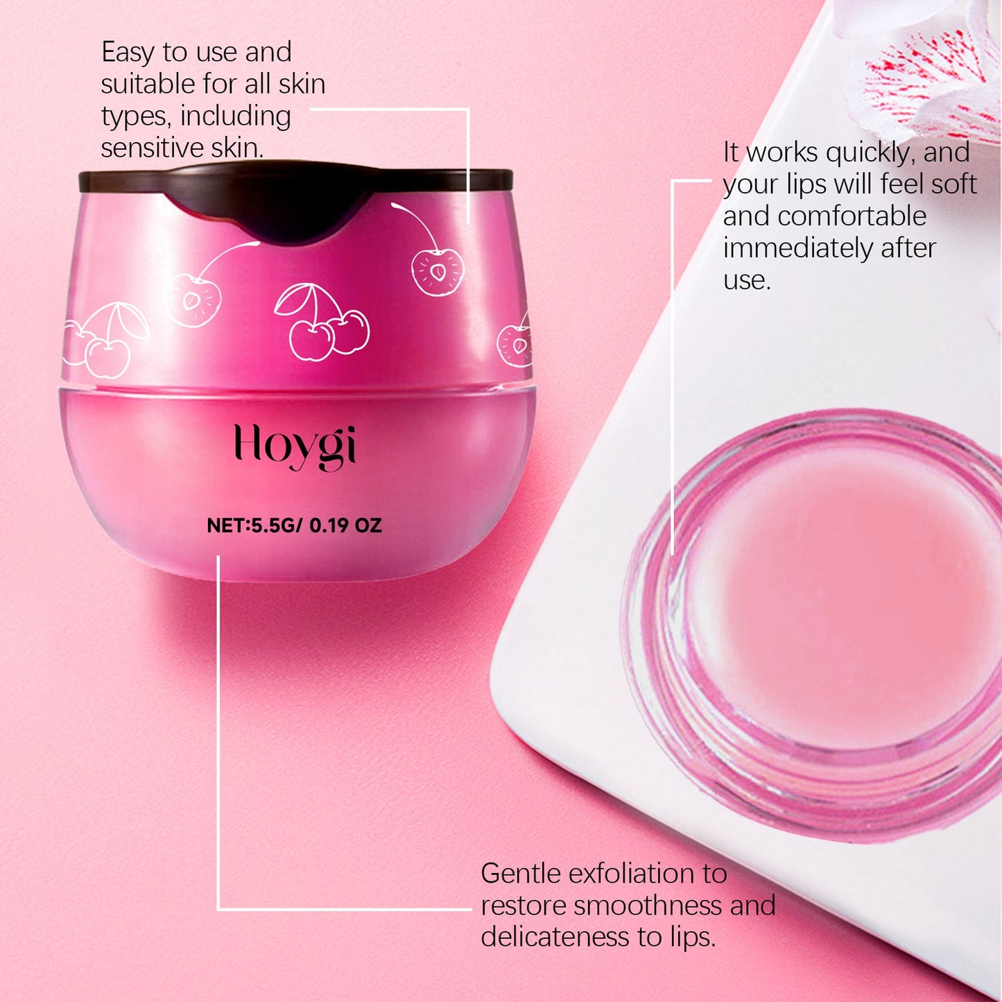 Hoygi Cherry Lip Mask, Lip Repair, Anti-Cracking, Moisturizing And Fading Lip Lines Lip Care
