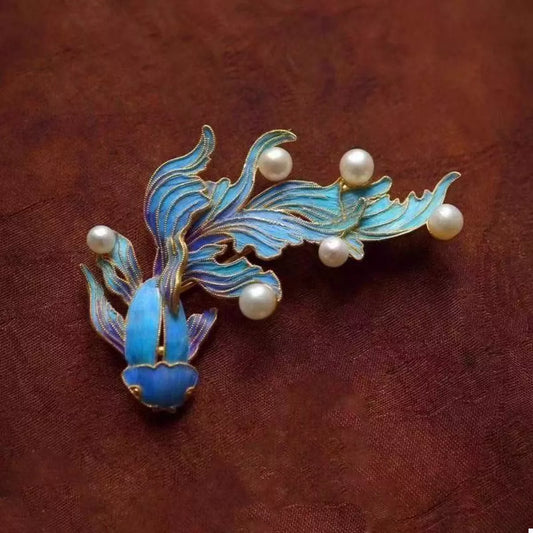 Goldfish Pearl Dangle Earrings
