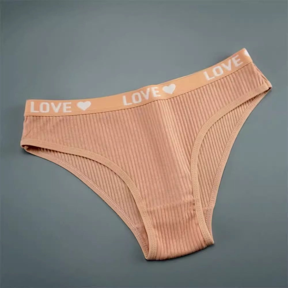 V-shaped Lady's Pure Cotton Ribbed Panties