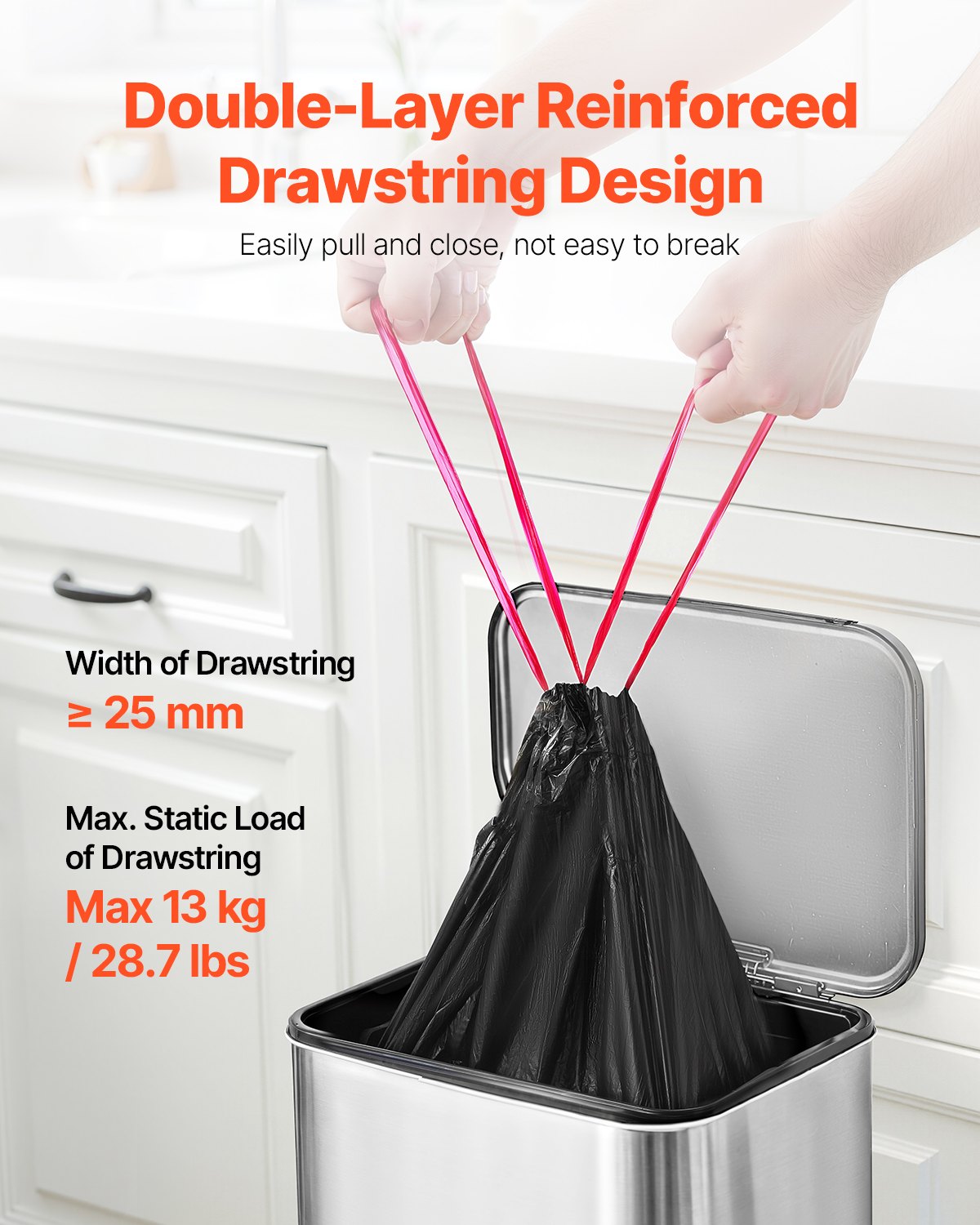 Drawstring Trash Bags, 30 Gallon 50 Count Tall Kitchen Trash Bags, Extra Thick Tough And Durable Garbage Bag, Recyclable Bin Bag With Drawstrings, For Home Kitchen, Office, RV & Camping
