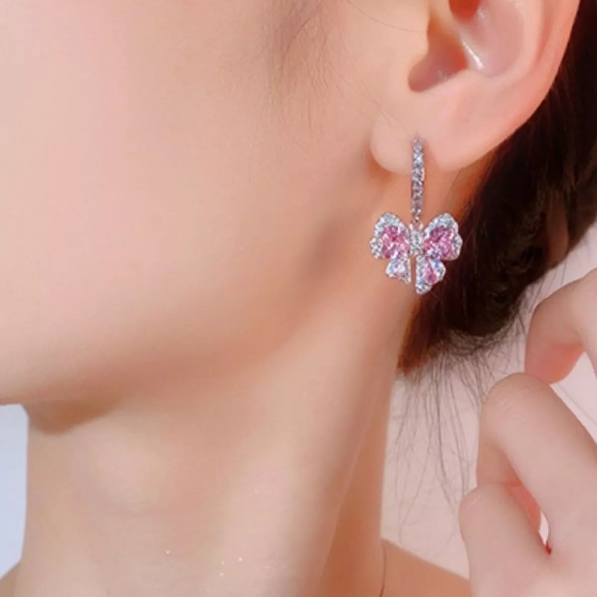 Zircon Bowknot Drop Earrings