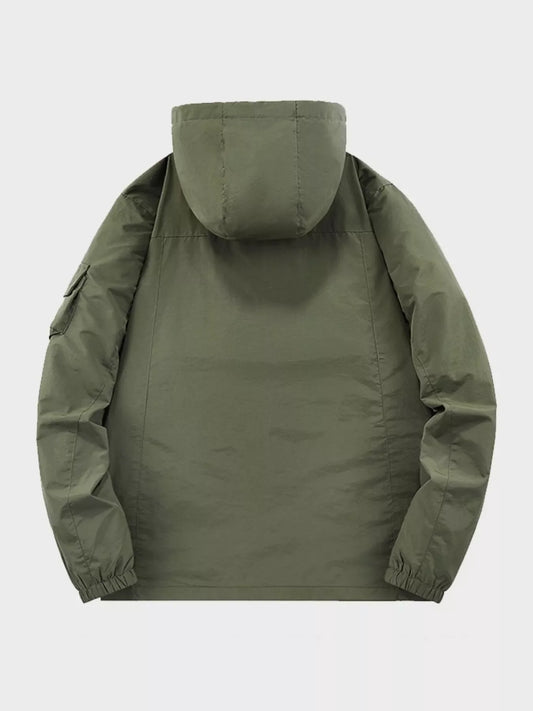 Men's Plus Size Multi-Pocket Hooded Outdoor Jacket