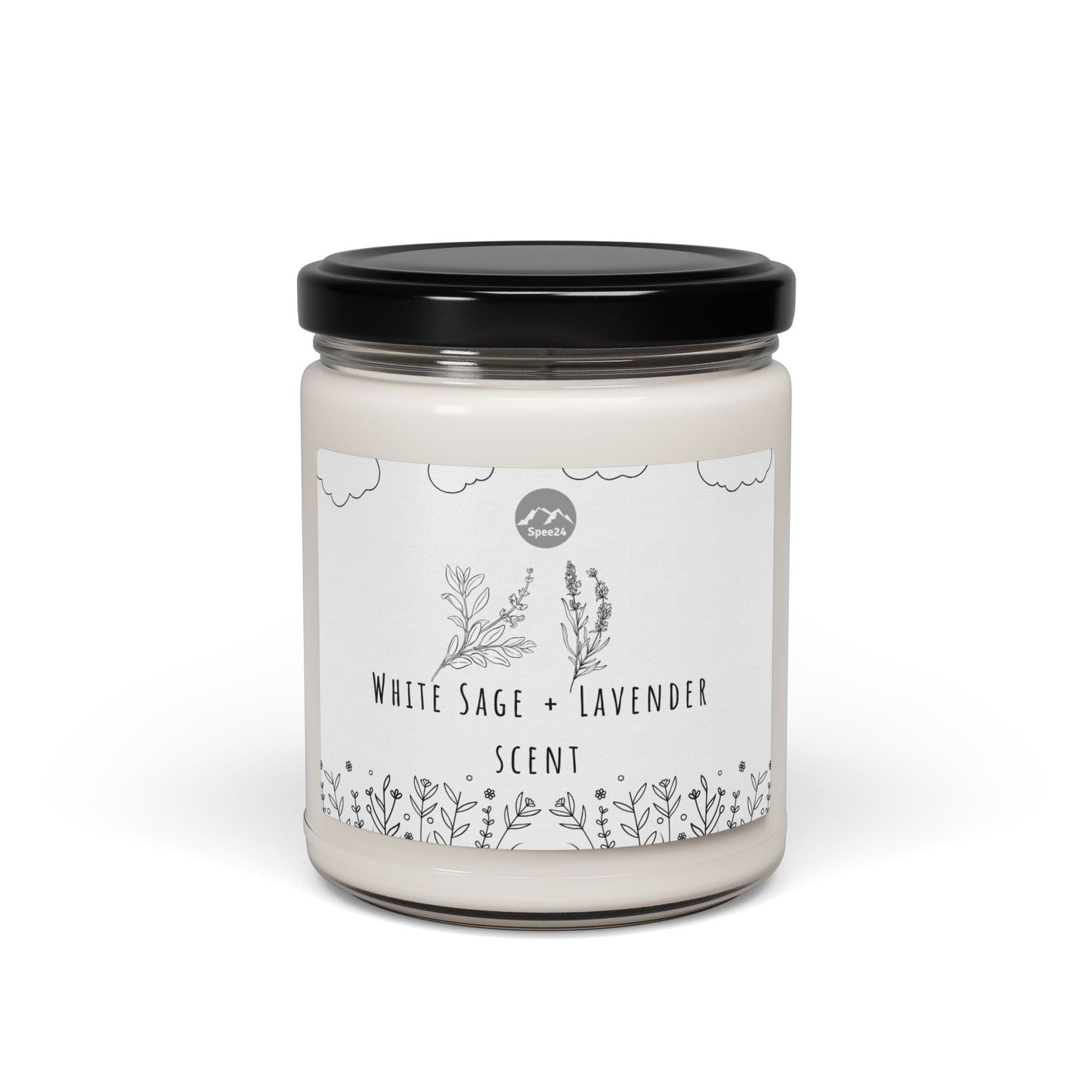 White Sage Lavender Scented Soy Candle | Calm Relaxation Gift, Aromatherapy Candle, Home Decor, Self-Care, Eco-Friendly -- 9oz