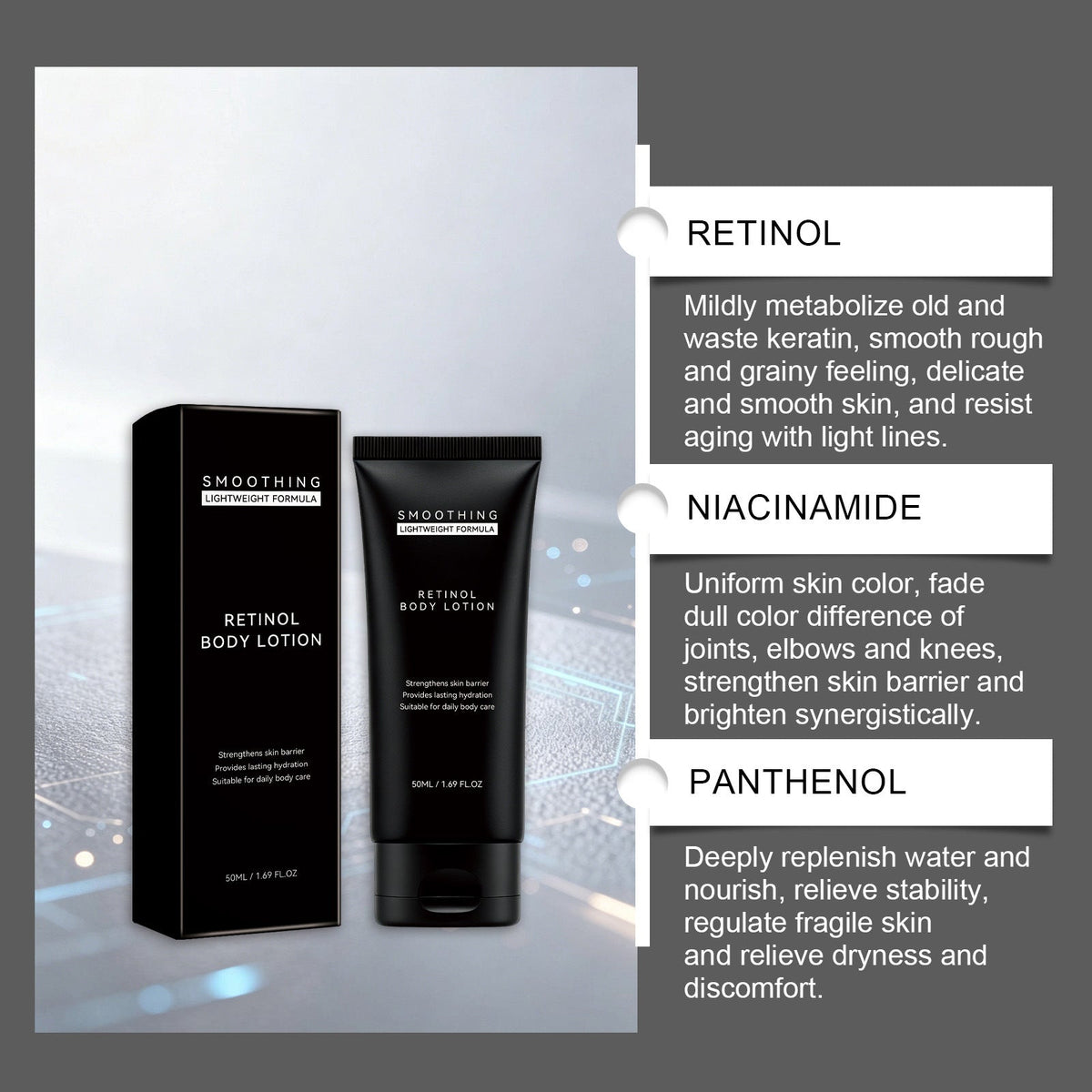 Retinol Body Lotion, Moisturizing & Smoothing Skin Care Lotion 50ml