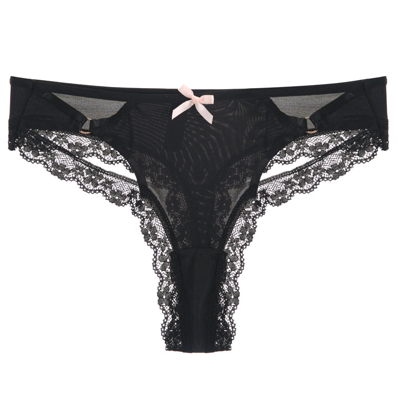 Cross-cut hollow bow panties