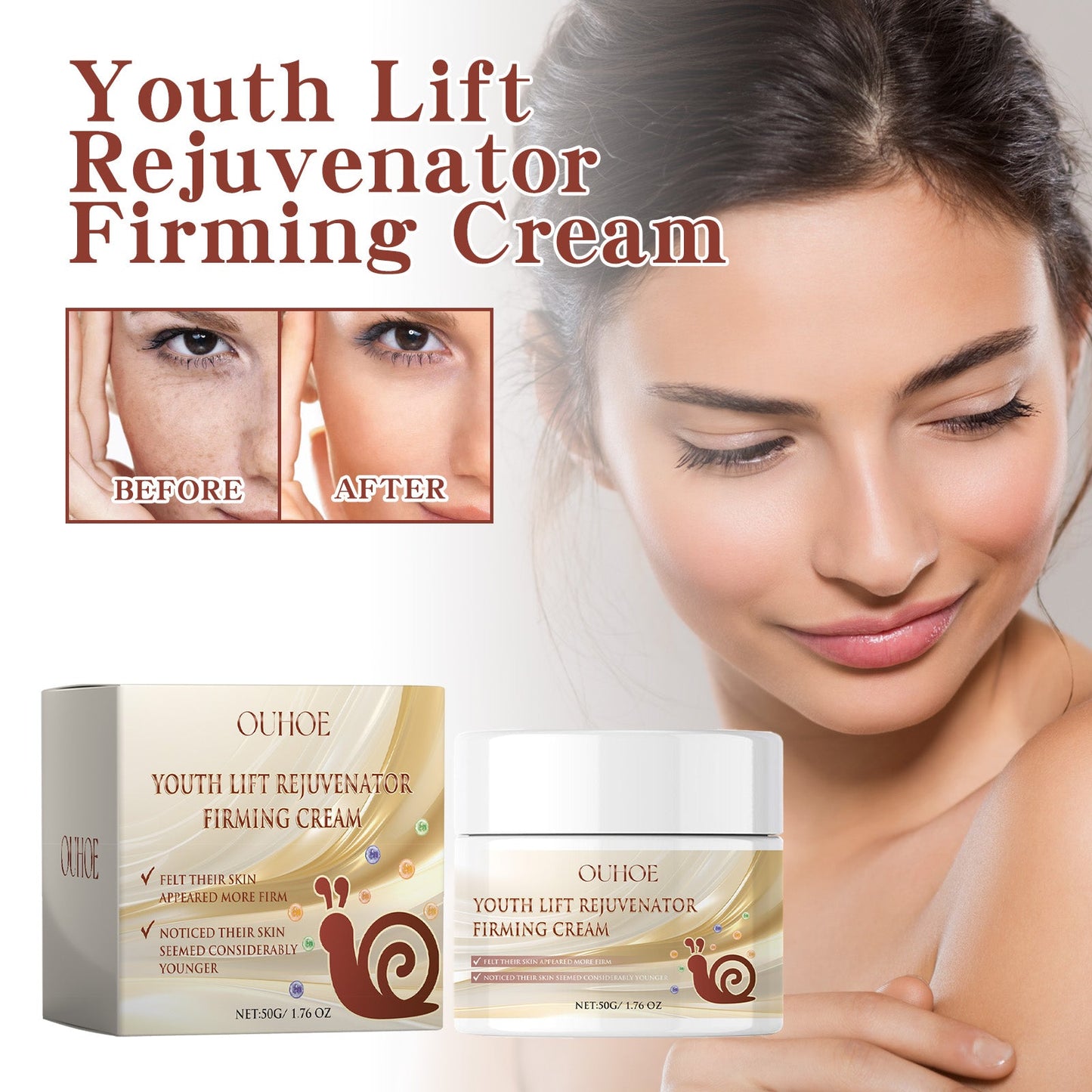 OUHOE Polypeptide Anti-Wrinkle Cream, Lighten Wrinkles Firming Elastic Moisturizing Facial Skin Hydrating Brightening Beauty Cream