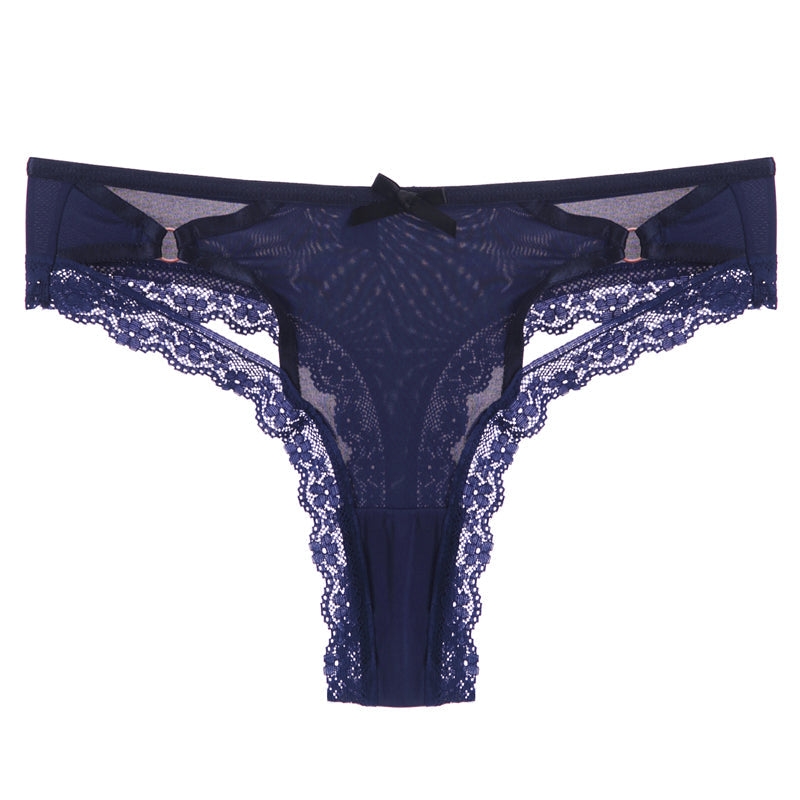Cross-cut hollow bow panties