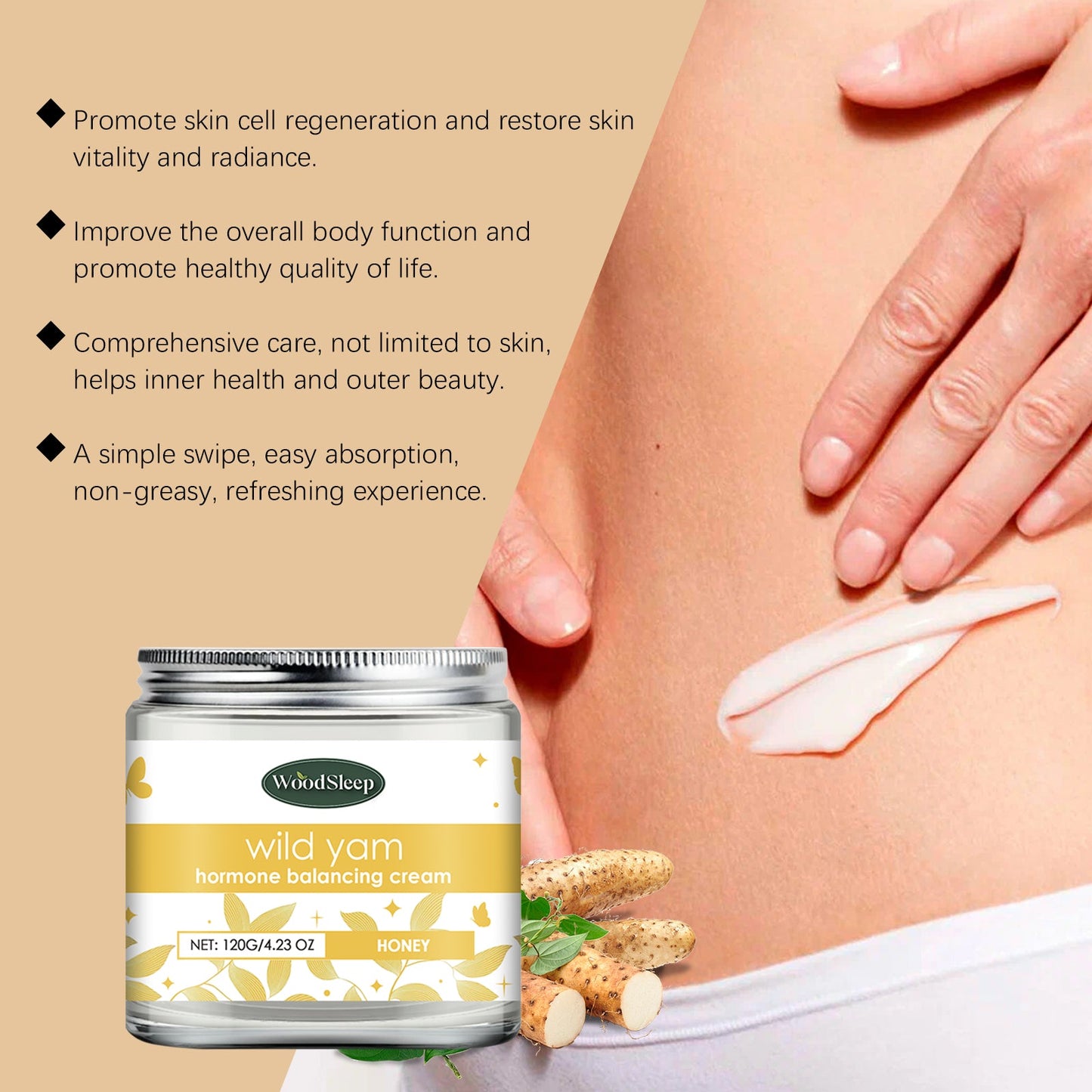 Woodsleep Honey Wild Yam Care Cream Caress Skin, Firming Skin, Refreshing And Delicate Care Cream