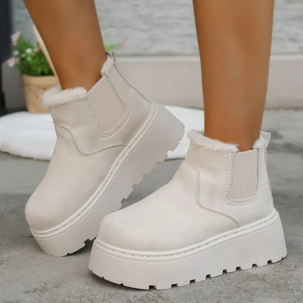 Fur Lining Platform Boots