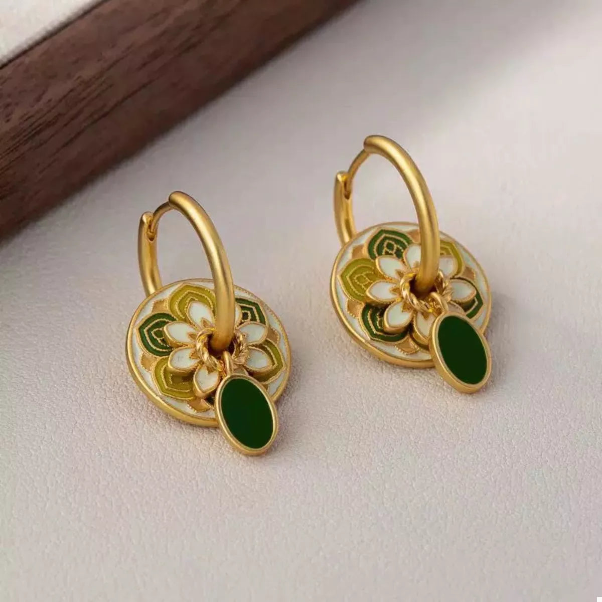 18K Gold-Plated Flower Hoop Earrings