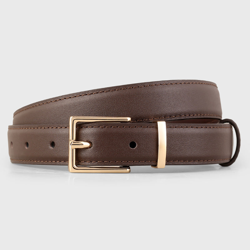 Leather Belt with Golden Buckle