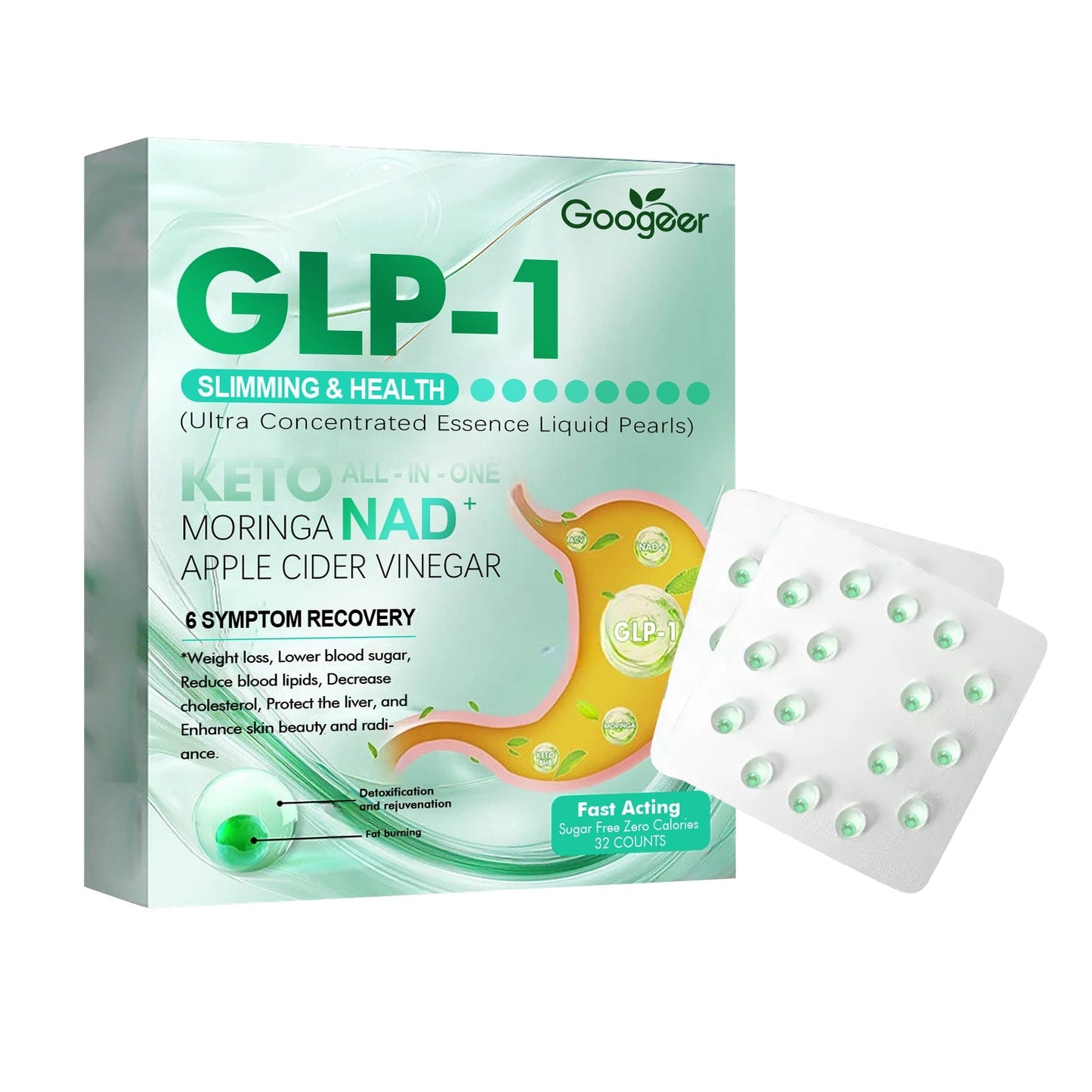 GLP-1 G Support Dietary Supplement 32 Count with Apple Cider Vinegar Powder NAD+ and Botanical Extract