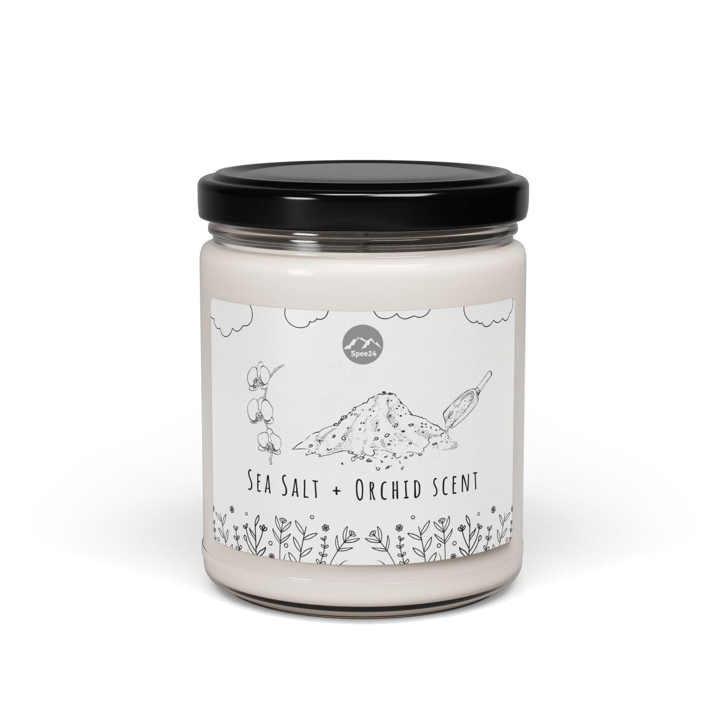 Serene Sea Salt + Orchid Scented Soy Candle, Natural Wellness Gift, Relaxation, Home Decor, Aromatherapy, Eco-Friendly -- 9 oz