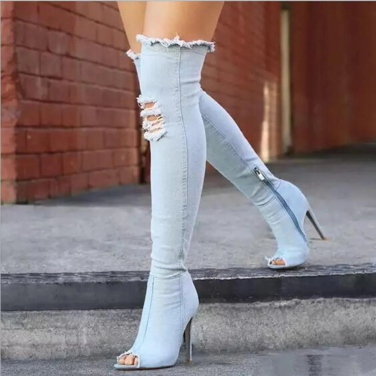 Peep Toe Stiletto Boots
