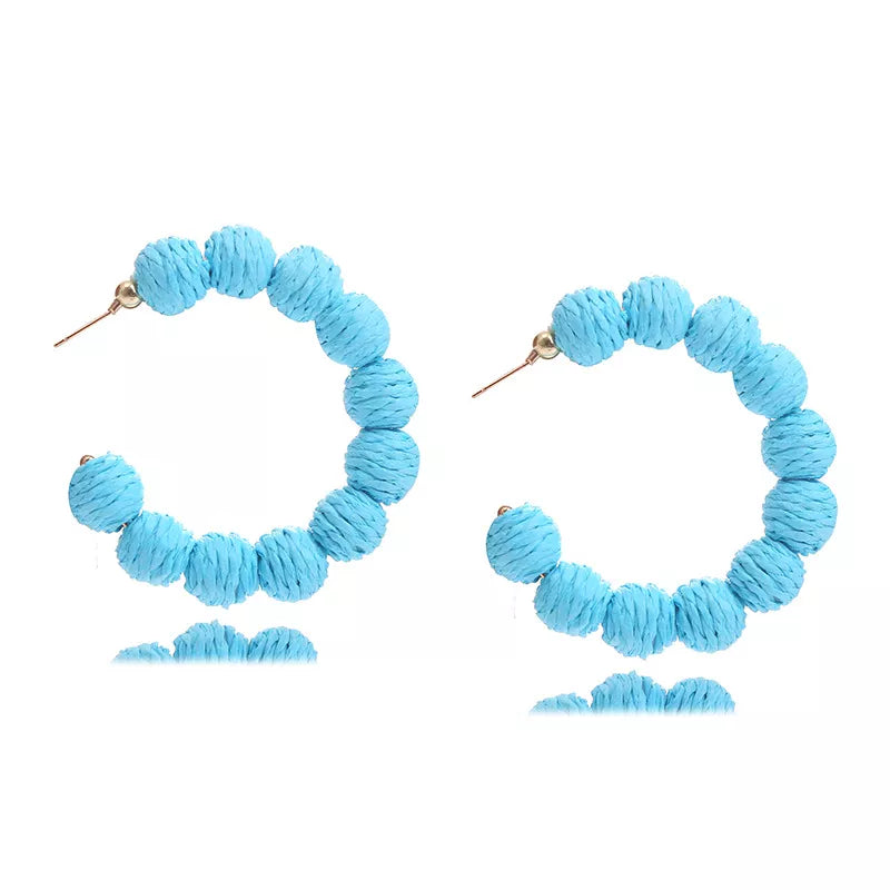 Raffia Grass C-Hoop Earrings