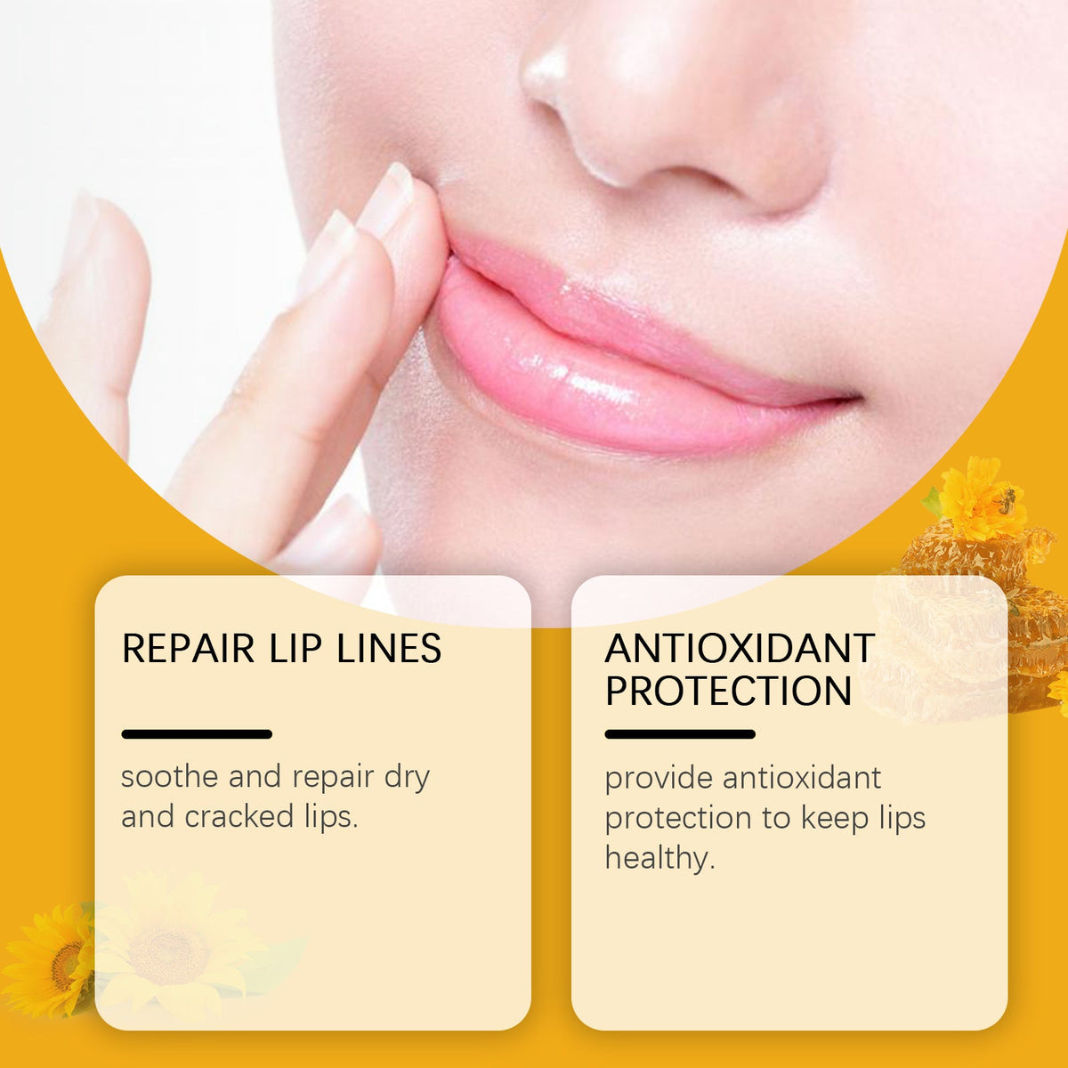 OUHOE Honey Moisturizing Lip Balm, Long Lasting Hydrating Lip Treatment For Dry Cracked Lips, Repair Lip Lines Shiny Lip Primer Care Stick 5g