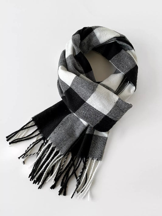 Classic Plaid Fringe Scarf