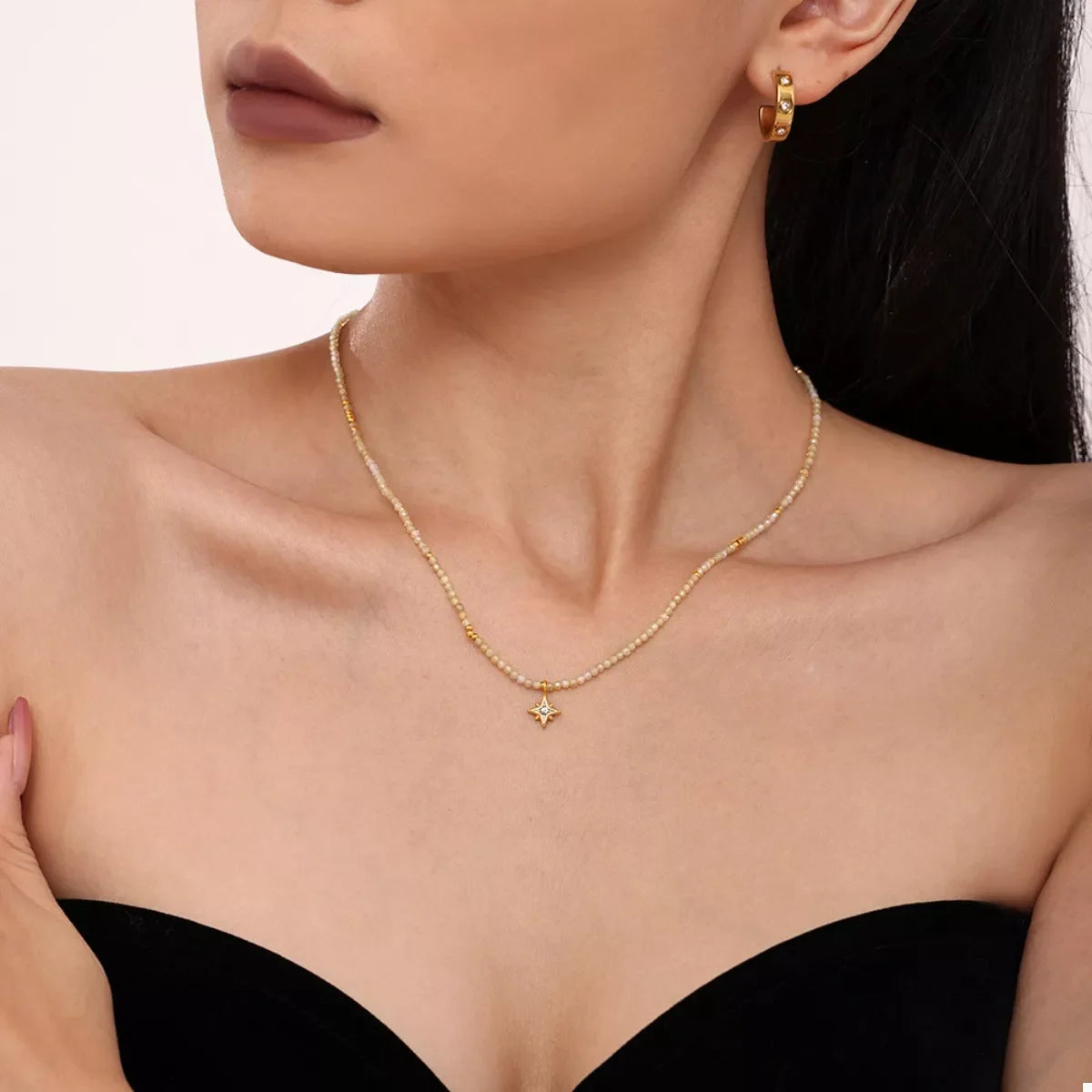 18K Gold-Plated Star Pendant Necklace with Zircon