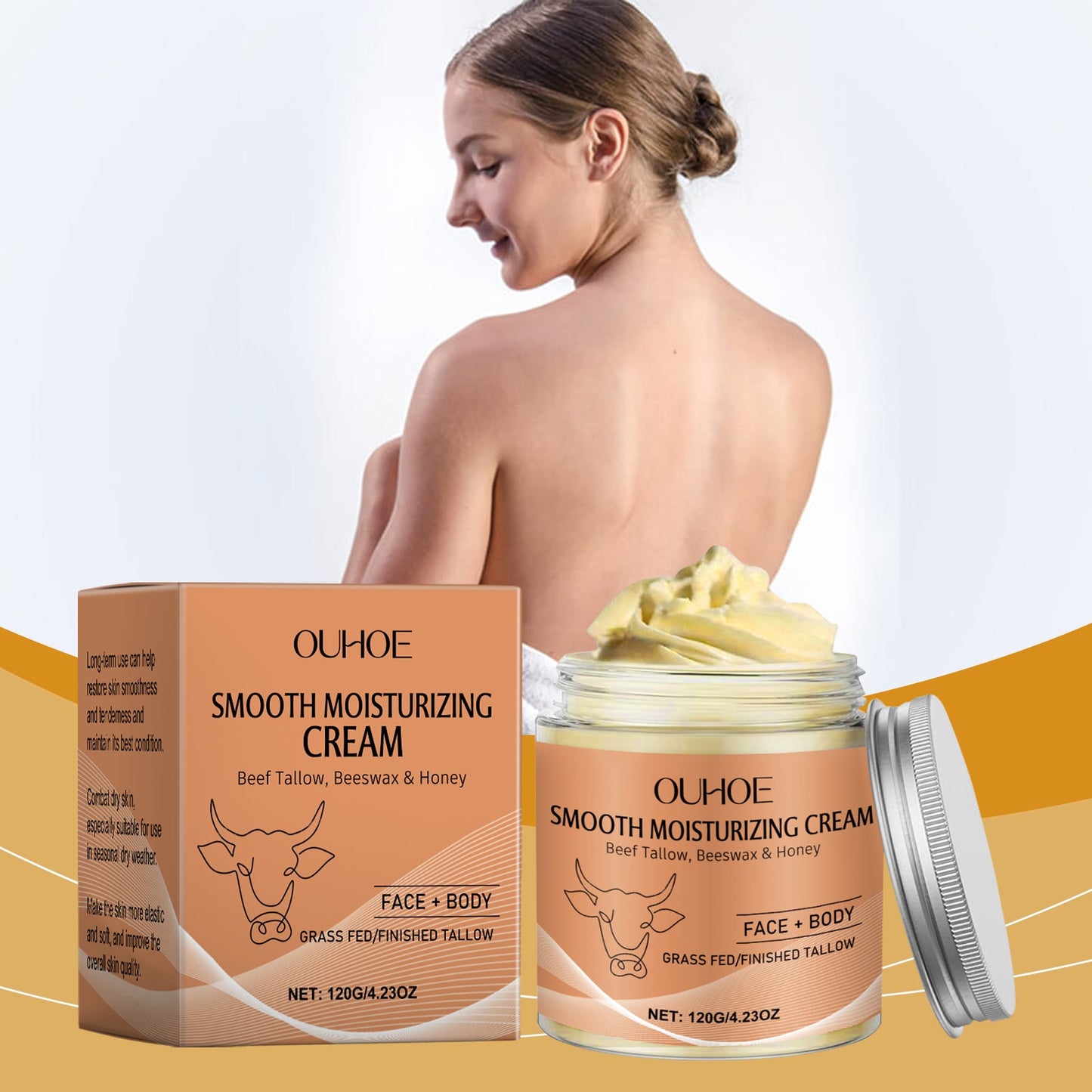 OUHOE Body Skin Smoothing Moisturizer, Moisturizing Hydrating Elastic Soft Body Care Firming Cream