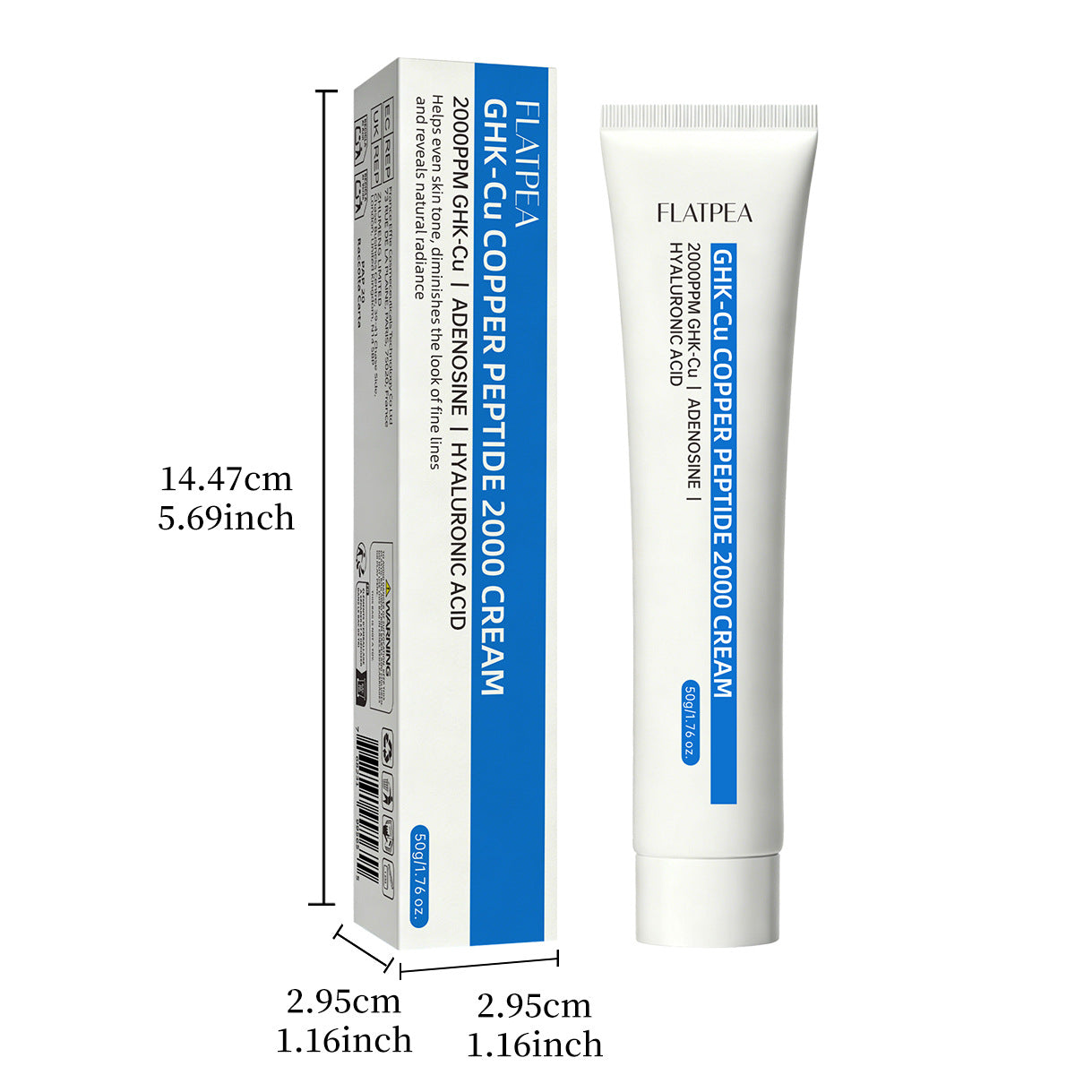 Cross-Border In-Stock Ghk-Cu Blue Copper Peptide 2000 Face Cream For Brightening, Moisturizing, And Reducing Fine Lines