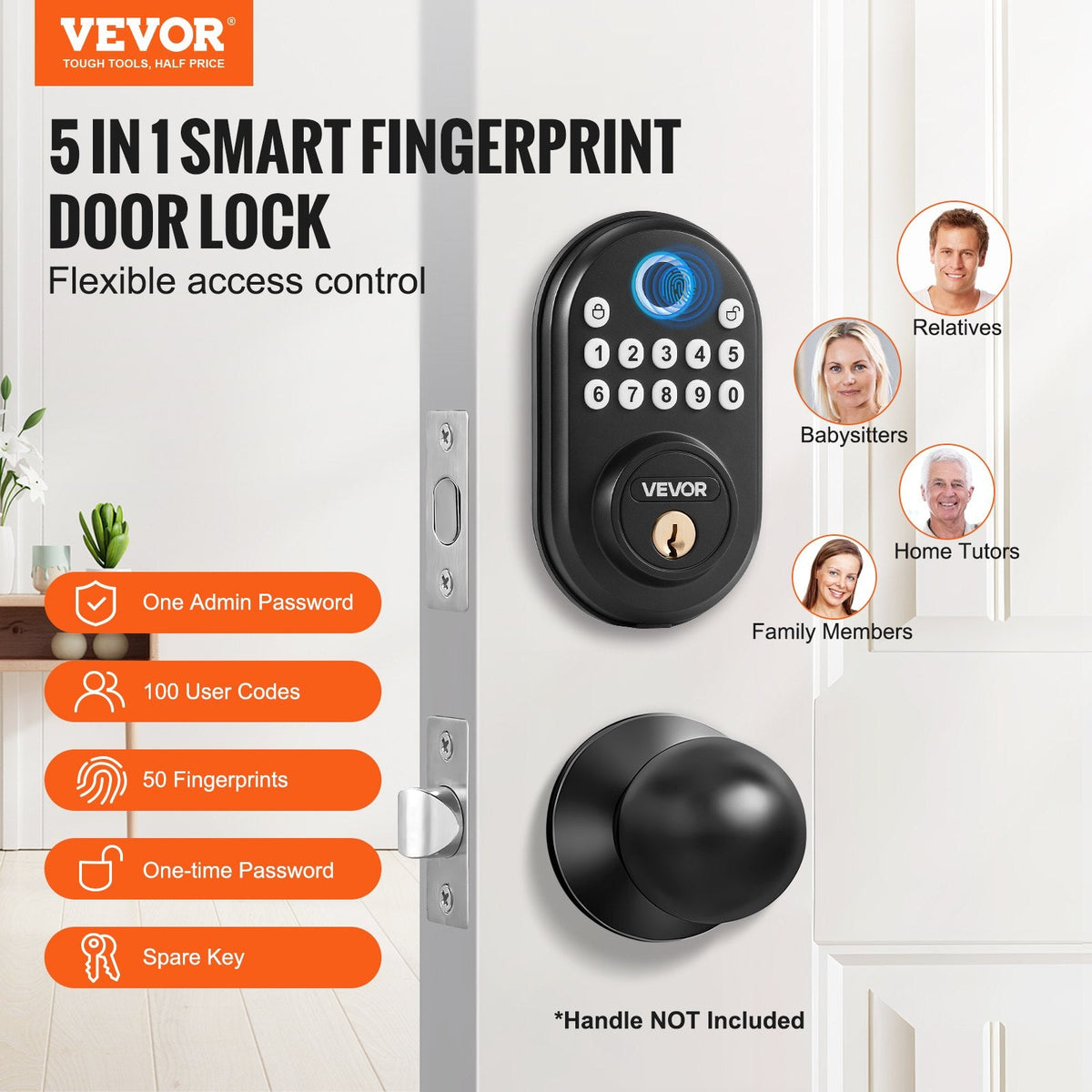 Fingerprint Door Lock Keyless Entry Door Lock Password And Key Unlock