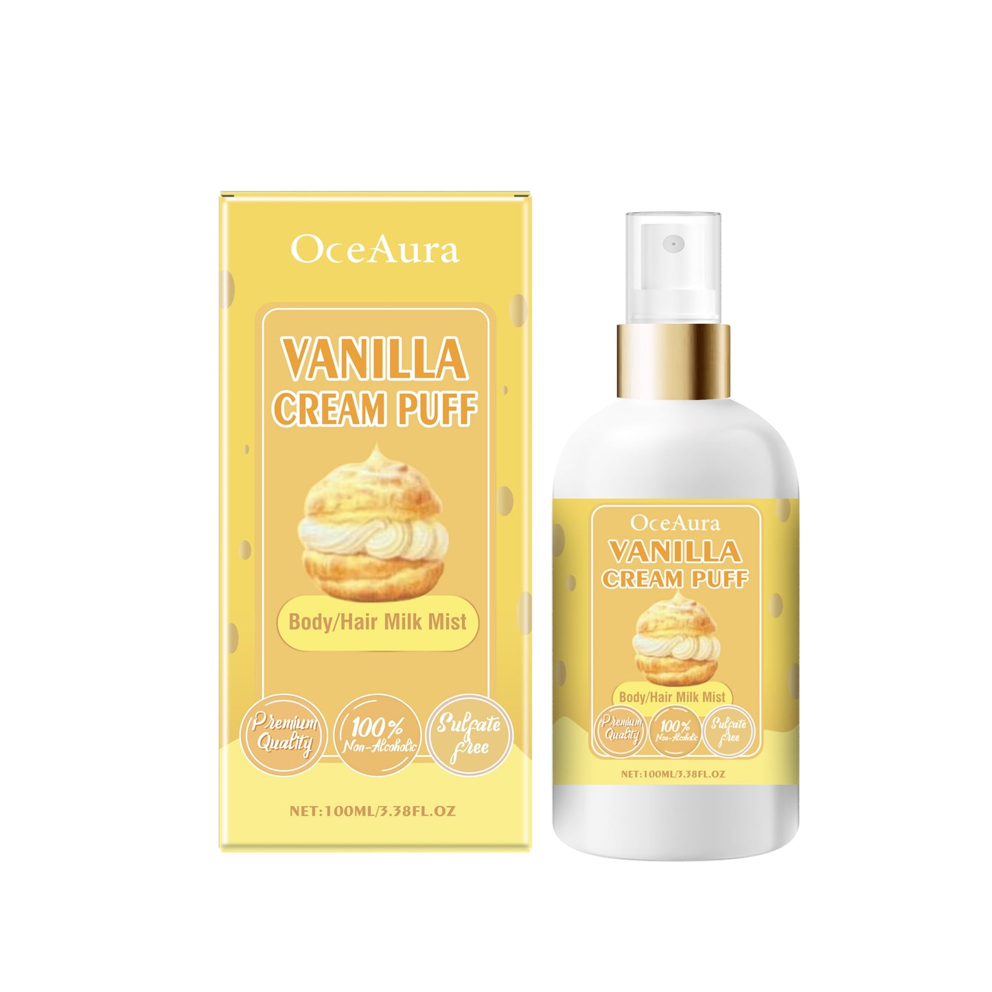 OceAura Body Moisturizing Spray (Vanilla Cream Puff), Moisturizing And Refreshing All Over Hair Treatment Spray