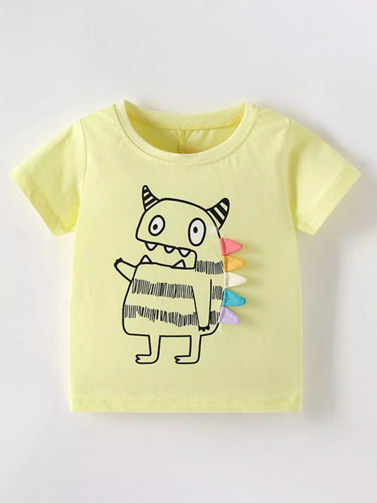 Children's Cute Cartoon Monster Graphic Short Sleeve T-Shirt