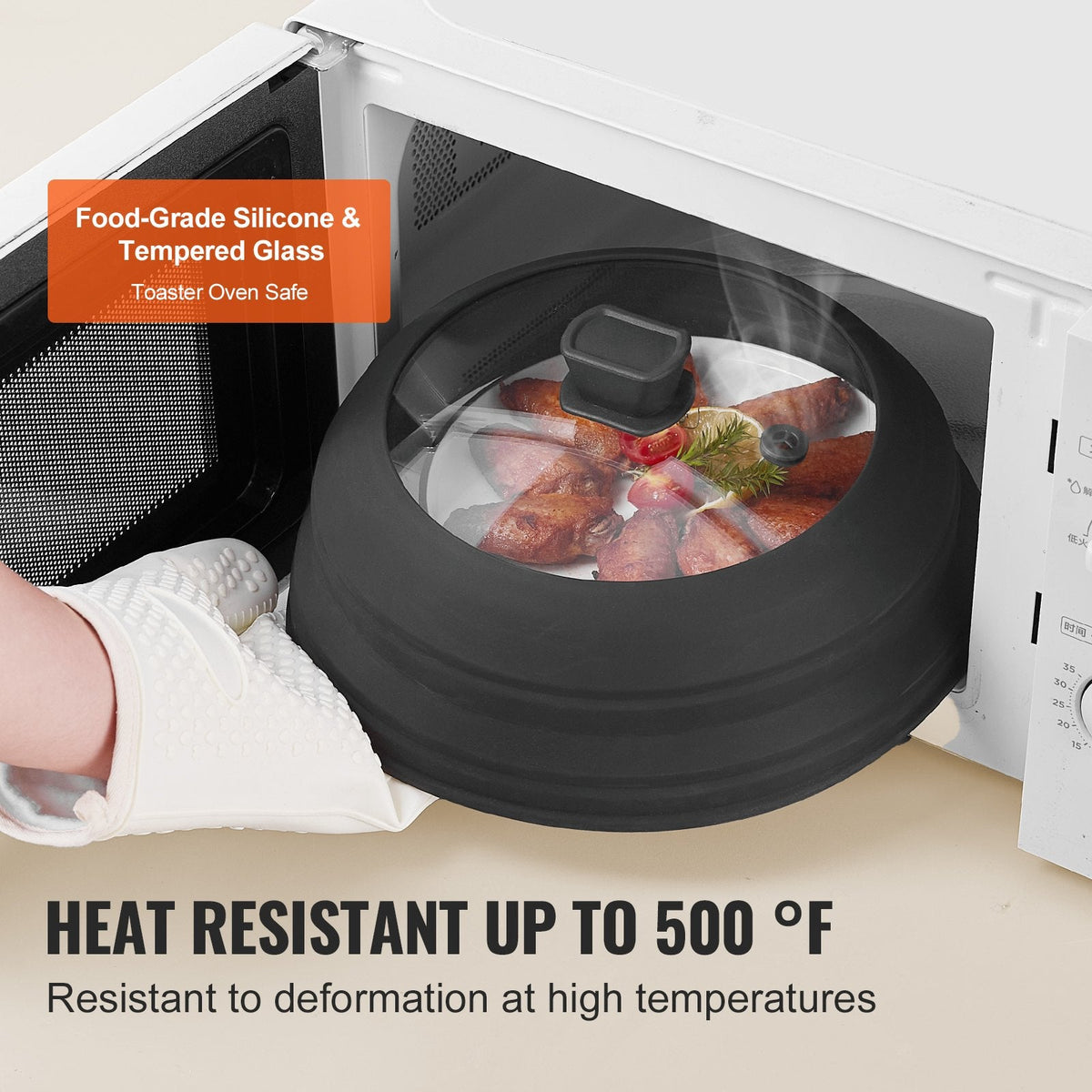 Microwave Splatter Cover & MatCollapsible Microwave Food Lid