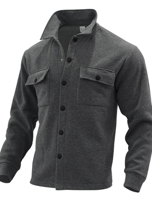 Men's Full Size Button Up Long Sleeve Jacket Plus Size