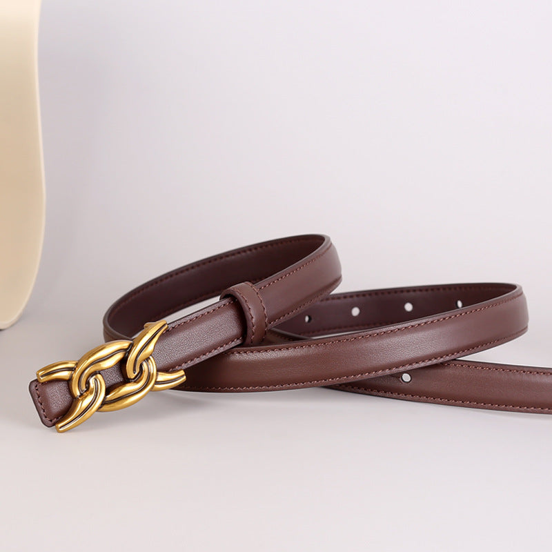 Chain Buckle Leather Belt