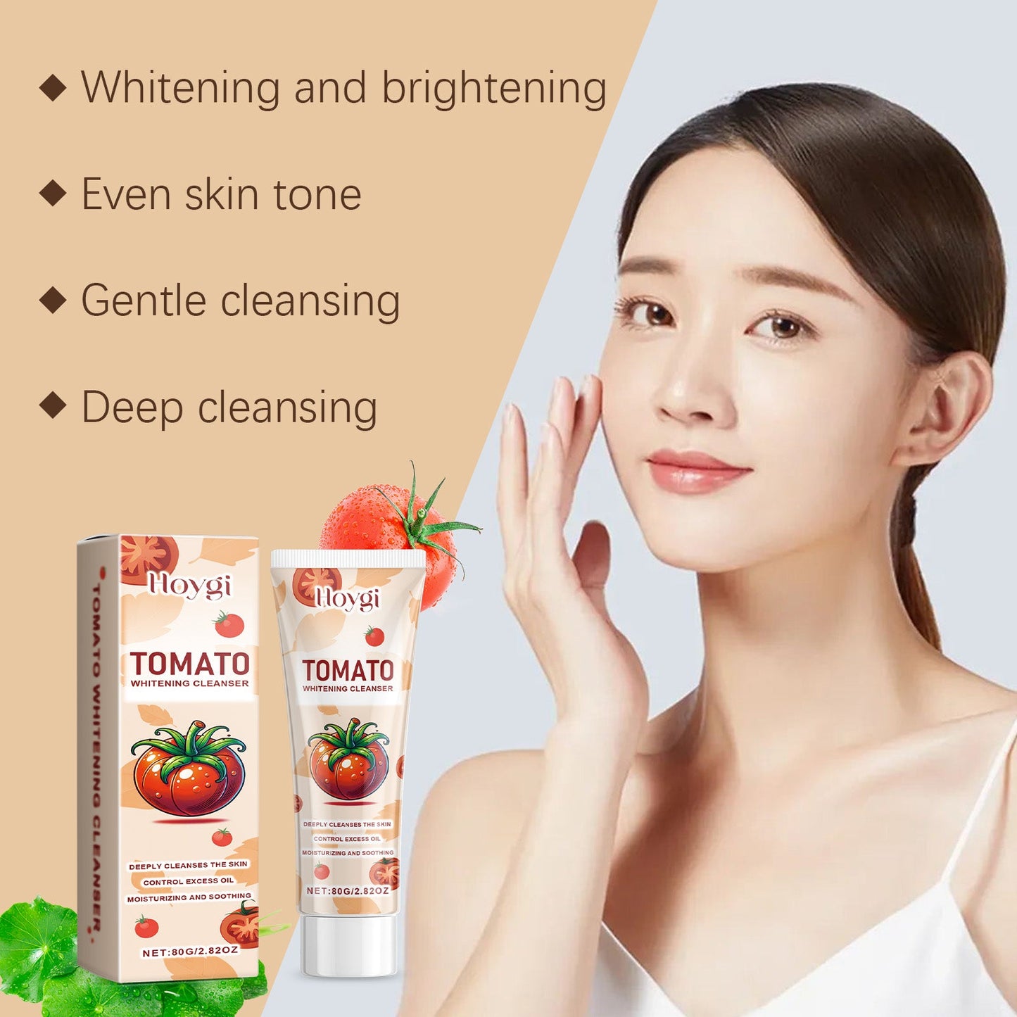 Hoygi Tomato Cleanser Gently Cleans Skin Pores Refreshing Oil Control Moisturizing Skin Cleanser