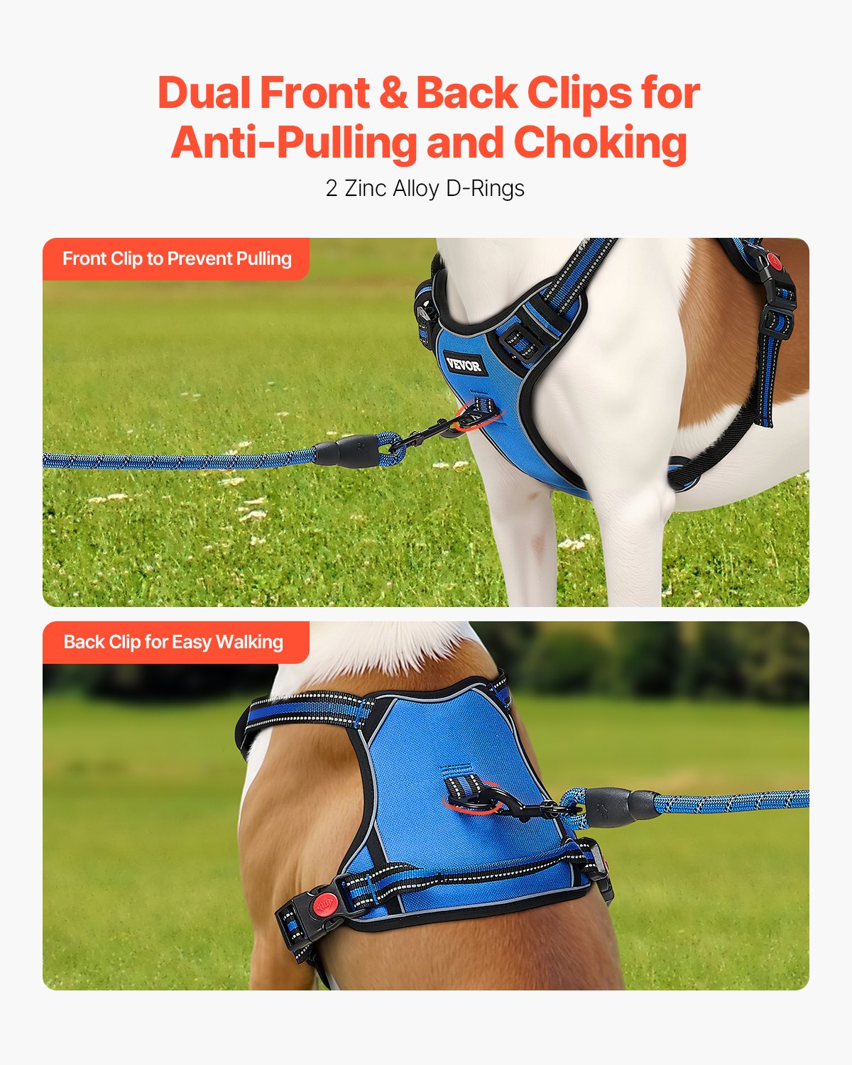 Dog Harness For Large Dogs, No Pull Adjustable Dog Vest Pet Harness, With 5ft Leash, Handle, Metal Rings, Buckles, Reflective Stitching 600D Oxford Fabric, For Training, Walking, And Hiking
