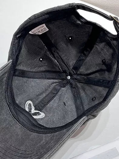 Washed Heart Embroidered Baseball Cap