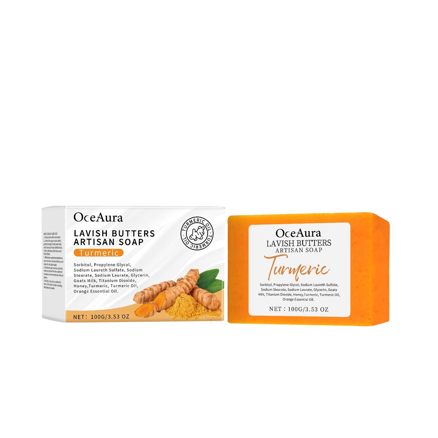 OceAura Turmeric Skin Care Soap, Clean And Moisturize The Body Skin Translucent And Smooth Bath Fragrance Skin Care Soap