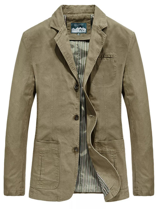 Men's Plus Size Lapel Collar Button Up Blazer