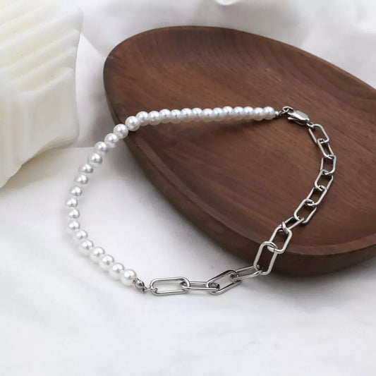 Pearl & Chain Link Necklace
