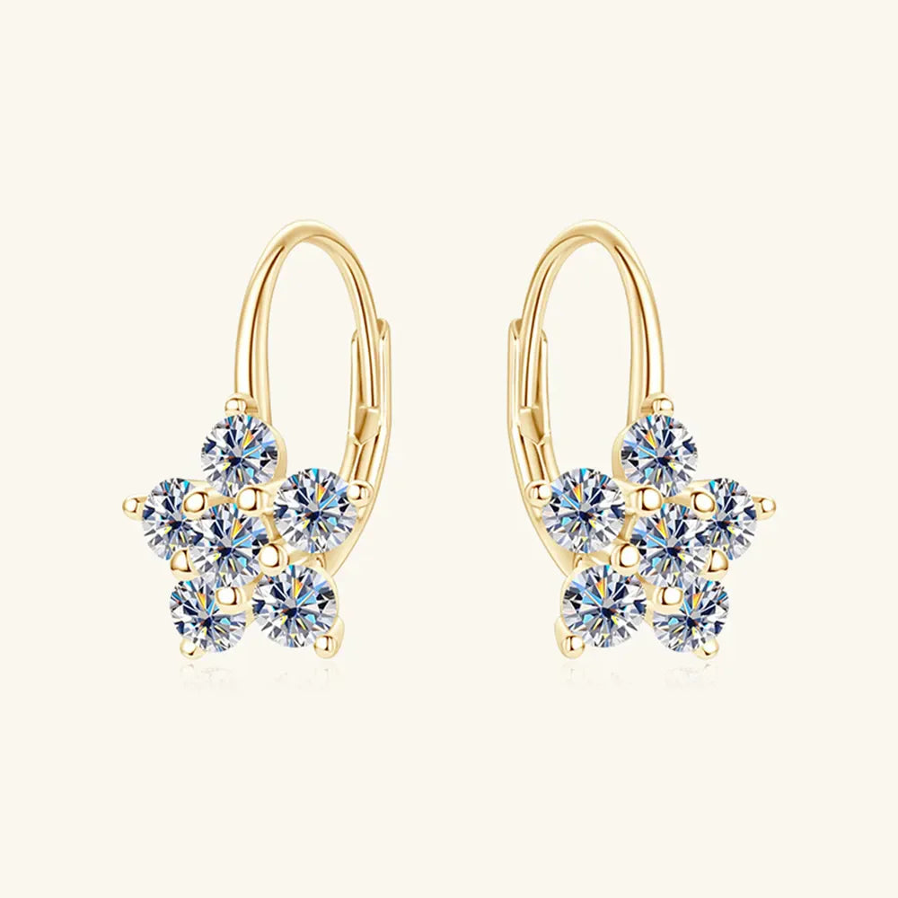 1.2 Carat 925 Sterling Silver Moissanite Flower Huggie Earrings