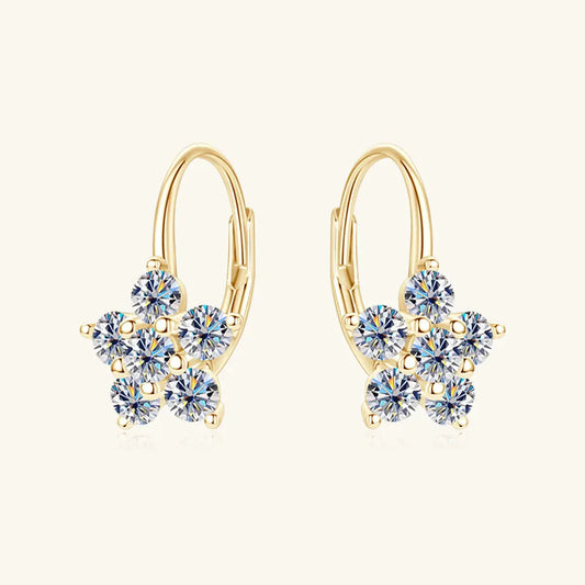 1.2 Carat 925 Sterling Silver Moissanite Flower Huggie Earrings